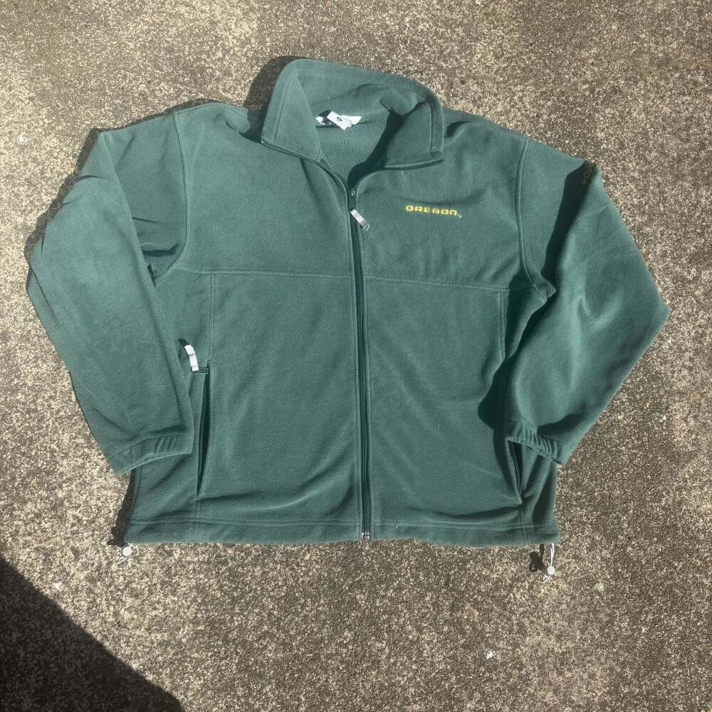 Columbia University of Oregon Ducks Full Zip Fleece Jacket Green Men's XL